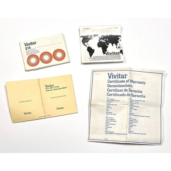 VTG VIVITAR 215 Camera Operator's OWNER'S MANUAL Instruction Booklet Paperwork - Picture 1 of 2